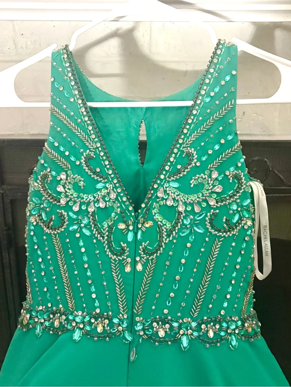 Rachel Allan Perfect Angels Girls Size 12 Green/Teal Embellished Pageant Dress